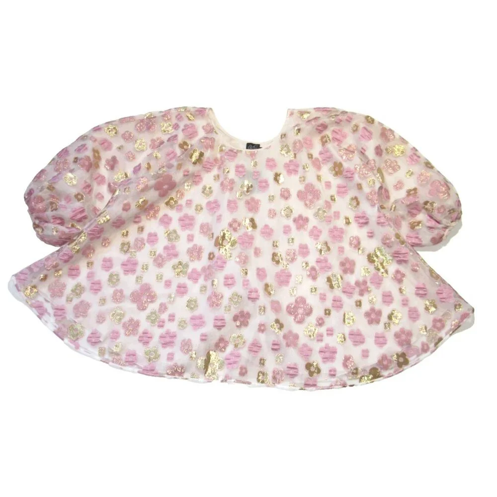 NWT Arianne Elmy Good Luck Mini in Pink Floral Organza Swing Dress L $435 - Picture 5 of 16